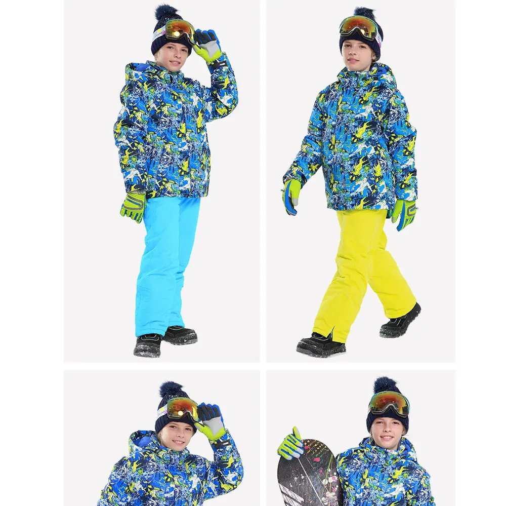 Detector Boys Winter Waterproof Windproof Ski Sets Kids Warm Ski Jacket Children Outdoor Hooded Snowboard Sports Suits 20