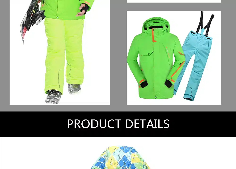 New arrival Brand Detector Children's ski&snowboard suits thick warm windproof&waterproof jacket and pant for boys and girls 12