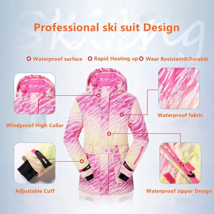 Detector Girls Ski Set Winter Warm Ski Jacket Chilldren Outdoor Waterproof Windproof Snowboard Suit 3