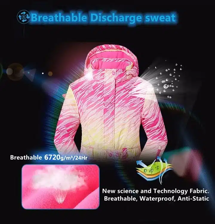 Detector Girls Ski Set Winter Warm Ski Jacket Chilldren Outdoor Waterproof Windproof Snowboard Suit 4