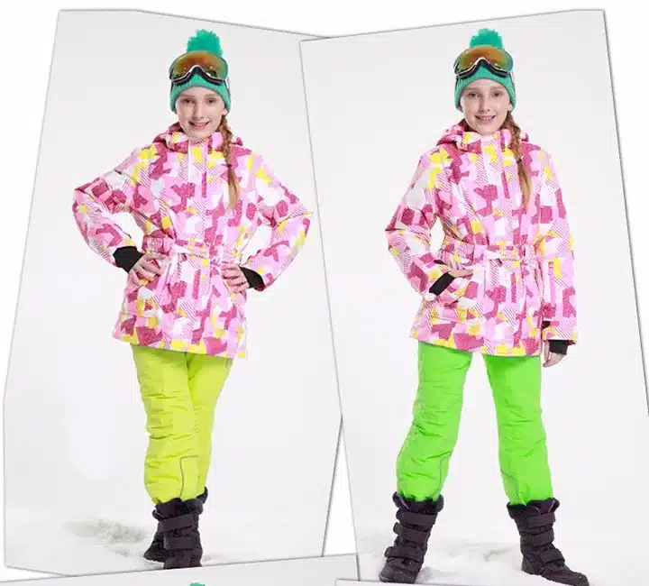 Detector Girls Ski Set Winter Warm Ski Jacket Chilldren Outdoor Waterproof Windproof Snowboard Suit 22