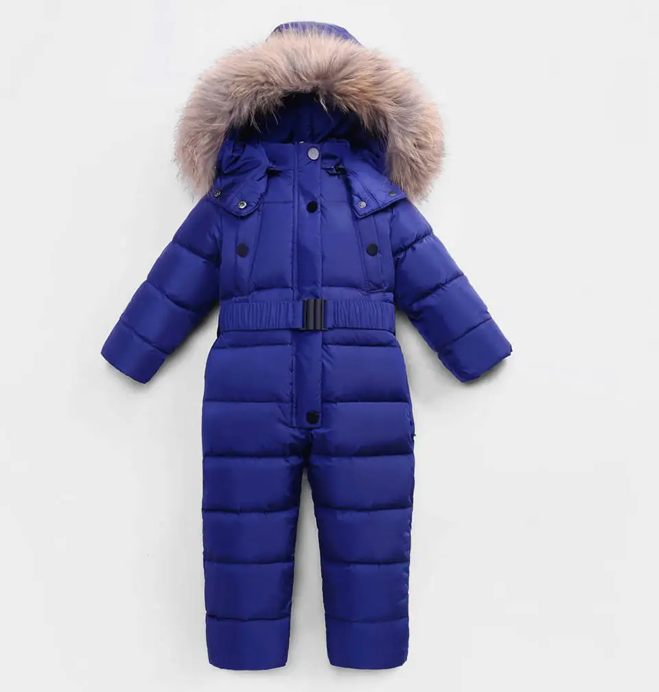 Russian Winter Jumpsuits Outdoor Wear Kids Ski Suit Children Down Rompers with Real Fur Hooded Warm Boys Girls for -30 Degree 11
