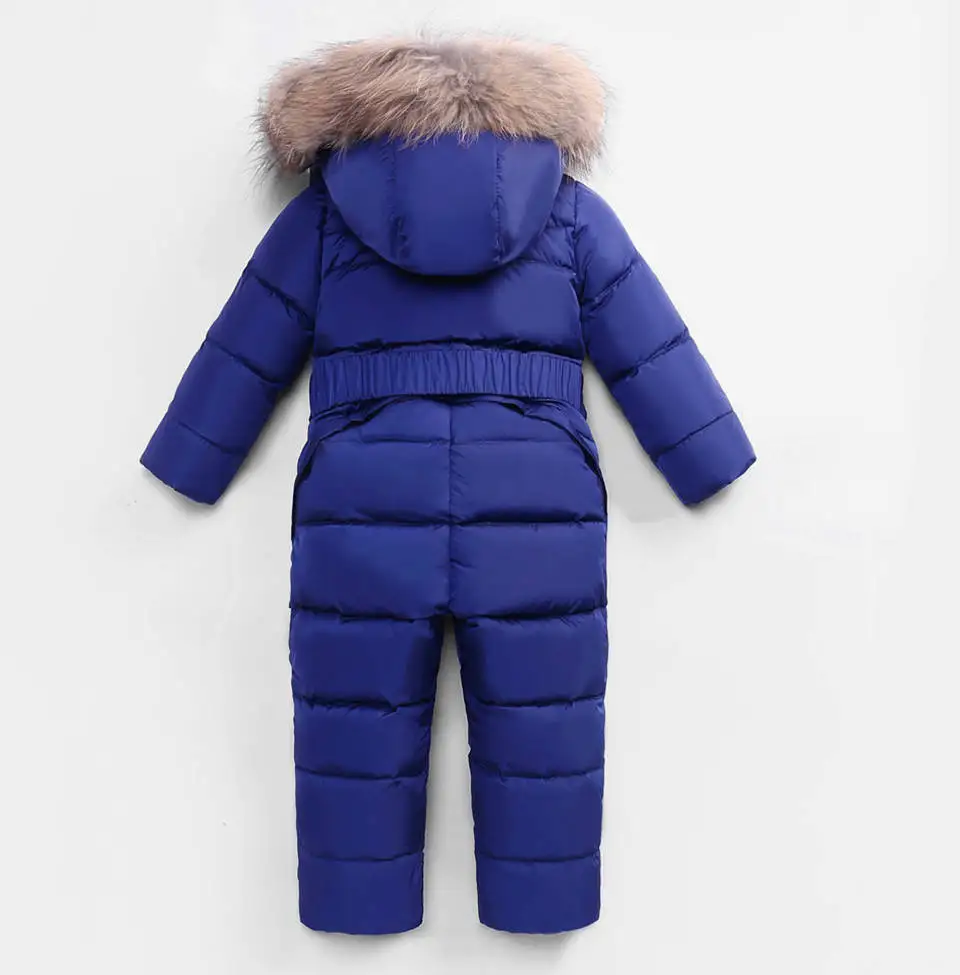 Russian Winter Jumpsuits Outdoor Wear Kids Ski Suit Children Down Rompers with Real Fur Hooded Warm Boys Girls for -30 Degree 12