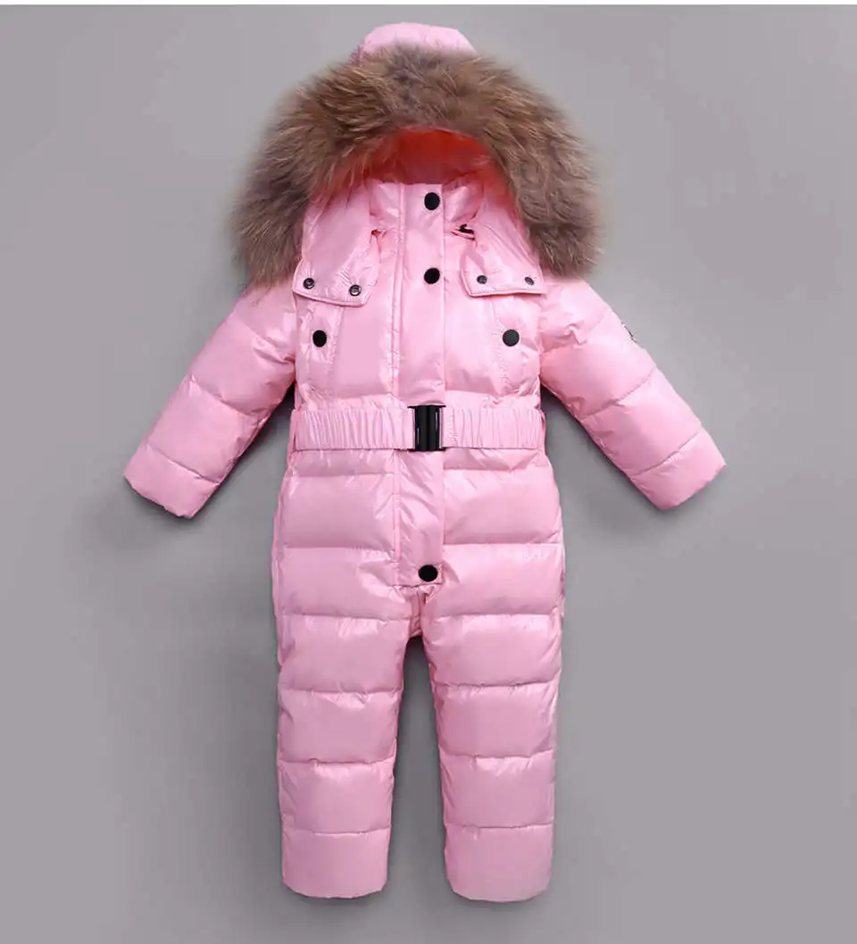 Russian Winter Jumpsuits Outdoor Wear Kids Ski Suit Children Down Rompers with Real Fur Hooded Warm Boys Girls for -30 Degree 18