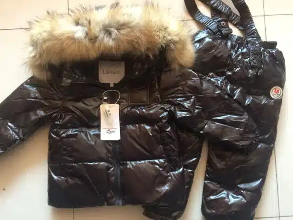 Children's Sets boy girl child's baby extra thick down jacket is full of animal hair collar ski suit top and trousers 16