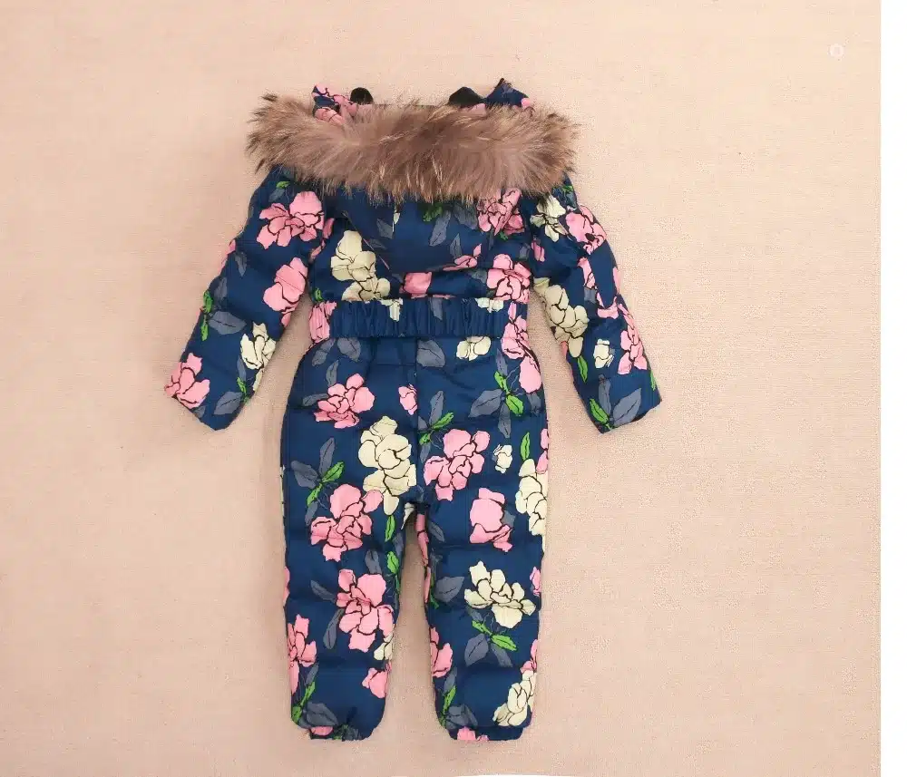 Outdoor Wear Kids Ski Suit Children Down Rompers With Genuine Fur Hood Warm Boys Girls Winter Jumpsuits For -30 Degree 3-8 Years 30