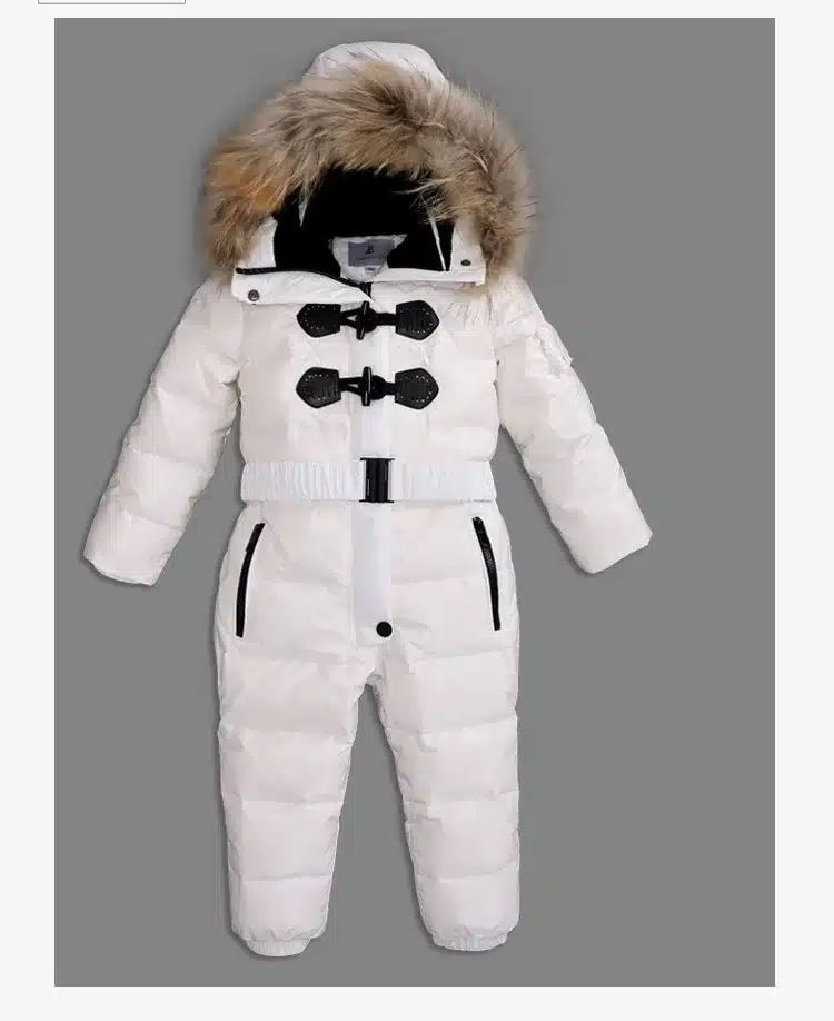 Outdoor Wear Kids Ski Suit Children Down Rompers With Genuine Fur Hood Warm Boys Girls Winter Jumpsuits For -30 Degree 3-8 Years 32