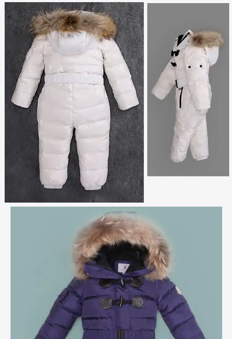 Outdoor Wear Kids Ski Suit Children Down Rompers With Genuine Fur Hood Warm Boys Girls Winter Jumpsuits For -30 Degree 3-8 Years 33