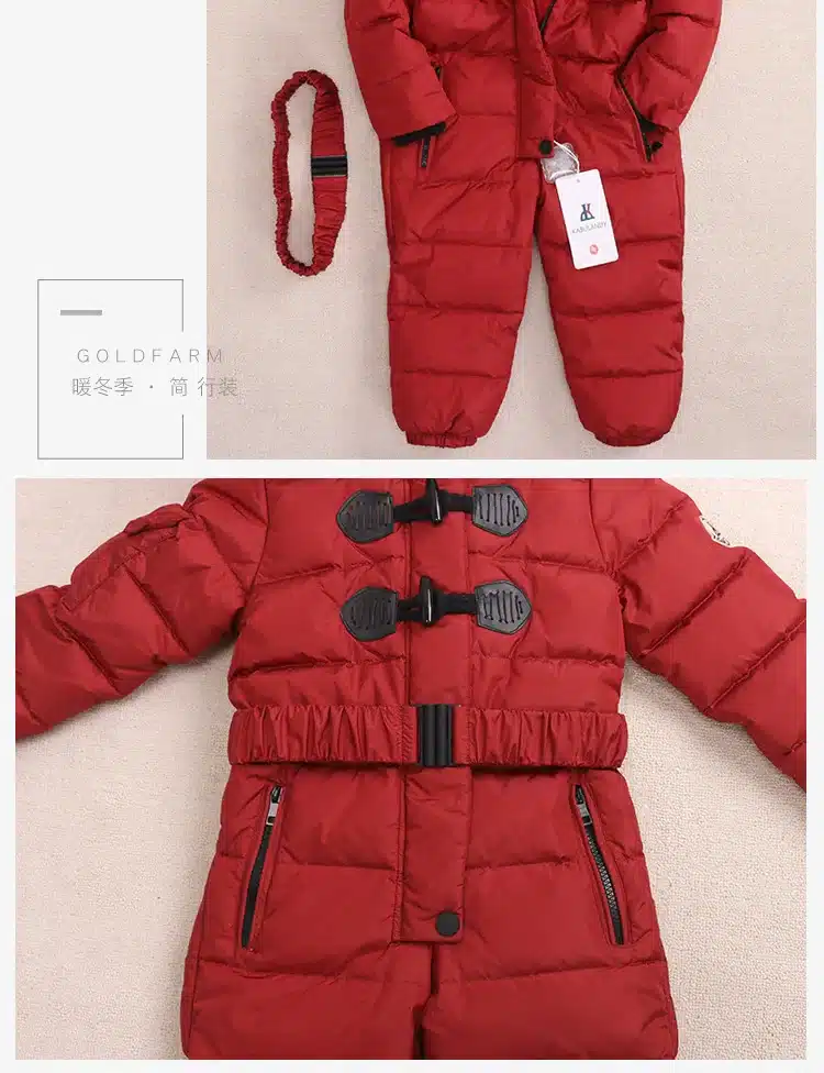 Outdoor Wear Kids Ski Suit Children Down Rompers With Genuine Fur Hood Warm Boys Girls Winter Jumpsuits For -30 Degree 3-8 Years 36