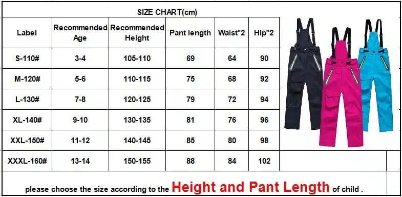 Brand Warm Climbing Trousers Children Outerwear Sporty Ski Suit Waterproof Windproof Boys Girls Pants For 3-14 Years Old 9