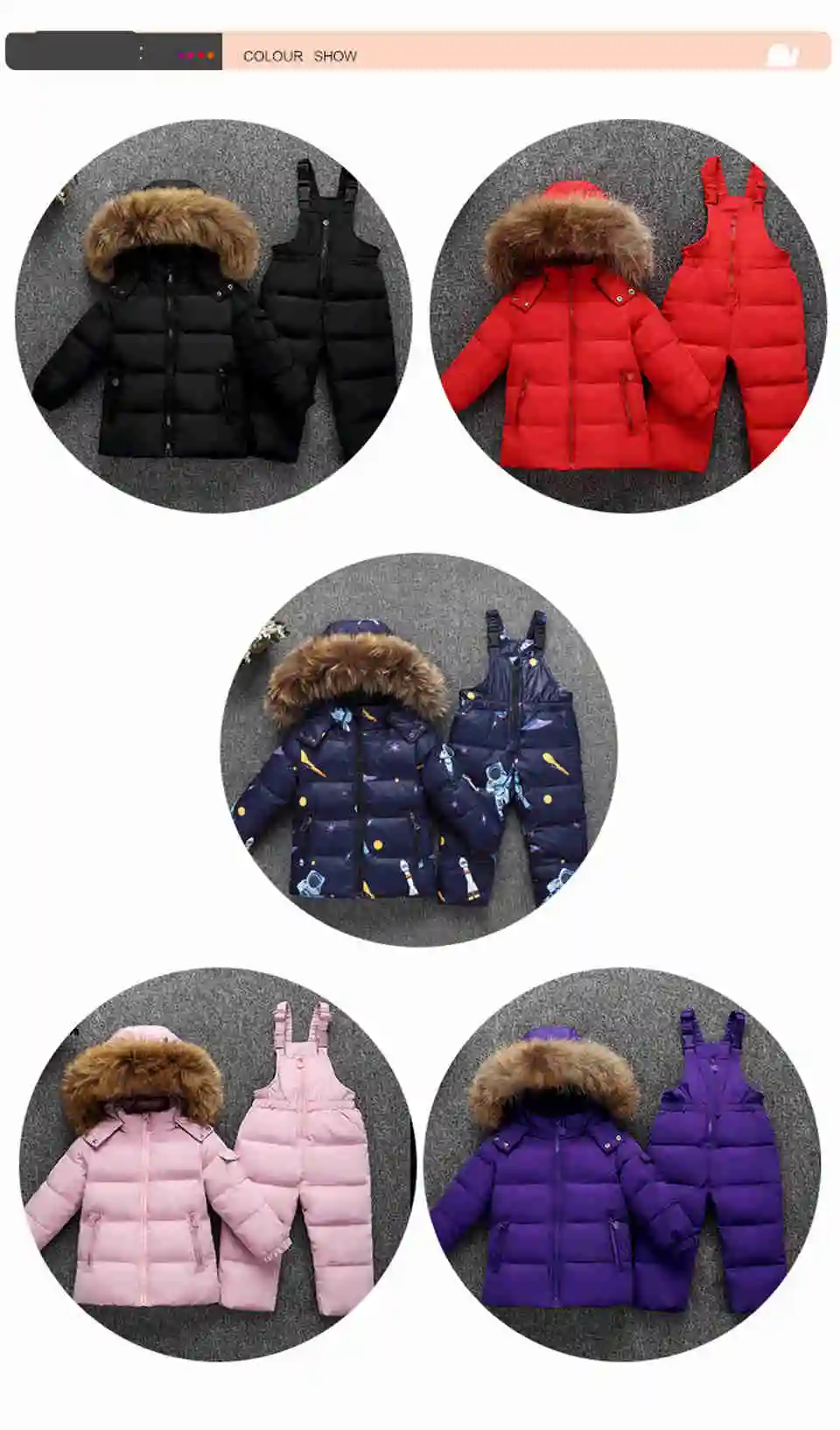 Children Suit Boy Ski Suit -30 Degree Russian Girls Winter White Duck Down Parka Coat Jacket +Pants Kids Clothing Set Snow Wear 19