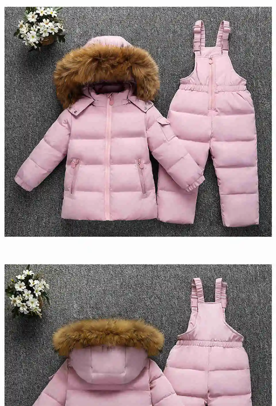 Children Suit Boy Ski Suit -30 Degree Russian Girls Winter White Duck Down Parka Coat Jacket +Pants Kids Clothing Set Snow Wear 20