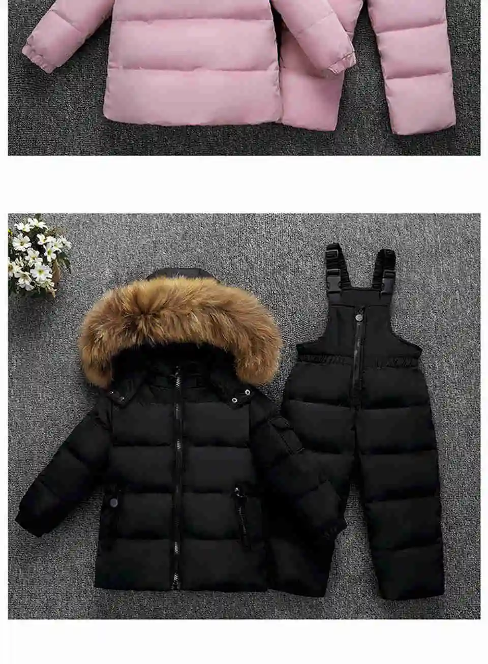 Children Suit Boy Ski Suit -30 Degree Russian Girls Winter White Duck Down Parka Coat Jacket +Pants Kids Clothing Set Snow Wear 21