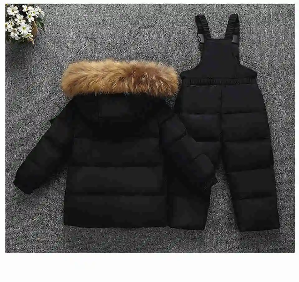 Children Suit Boy Ski Suit -30 Degree Russian Girls Winter White Duck Down Parka Coat Jacket +Pants Kids Clothing Set Snow Wear 22