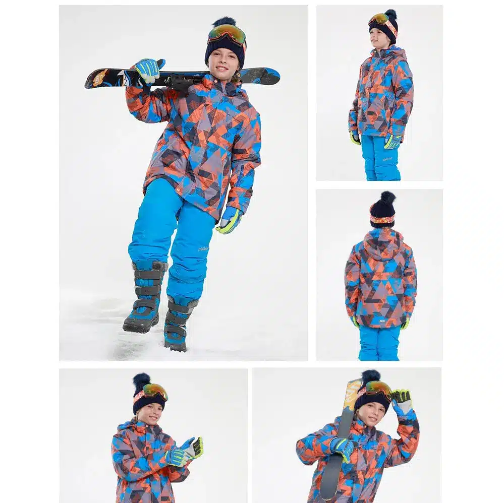 Detector Winter Thicken Boys Clothing Outdoor Set Snowboard Ski Set Jacket + Pants Winter Twinset Suitable -20-30 degree 19