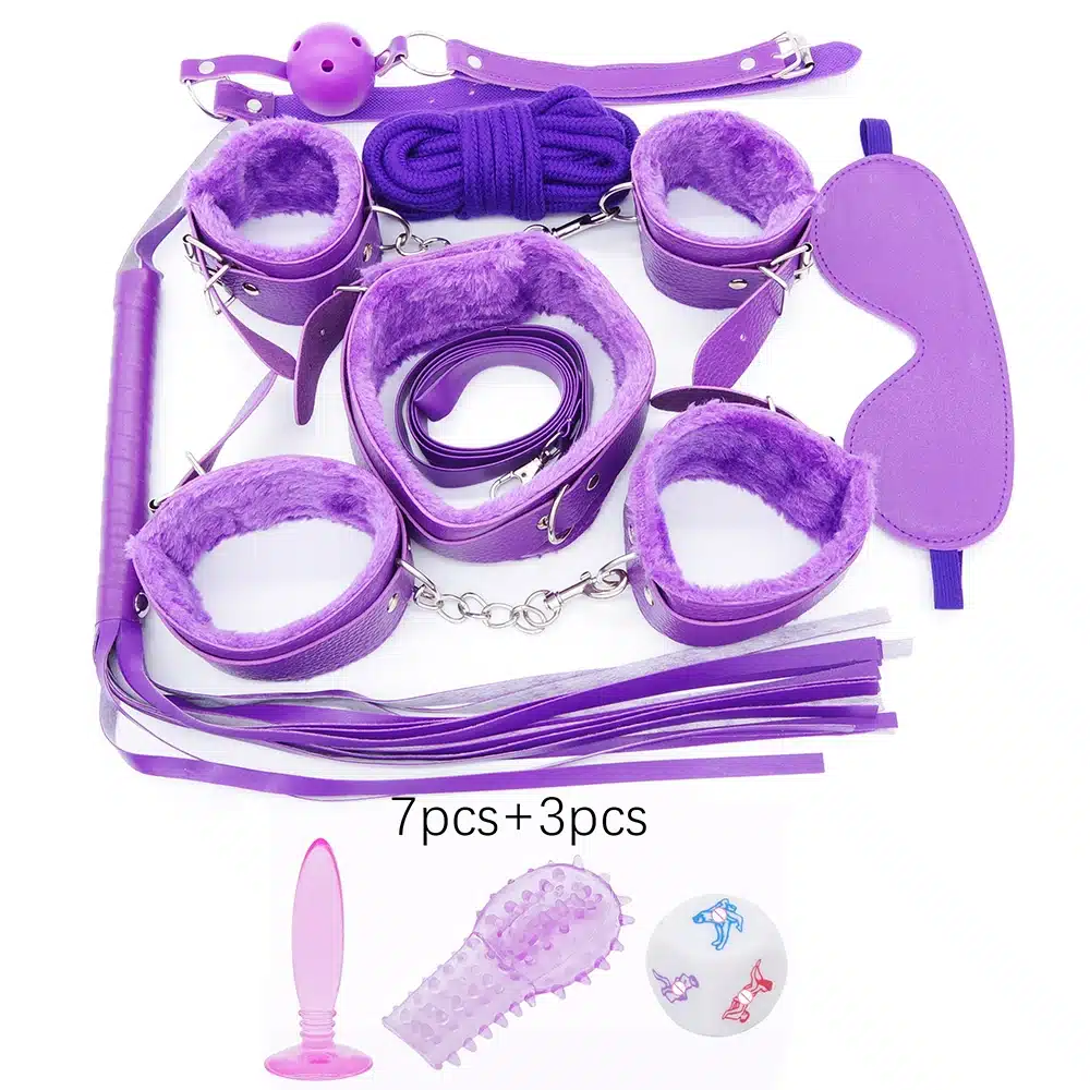 DOMI Hot sale 10pcs/Set PU Leather Adult Game Erotic bdsm Toy Women Fetish Bondage Sex toys 13