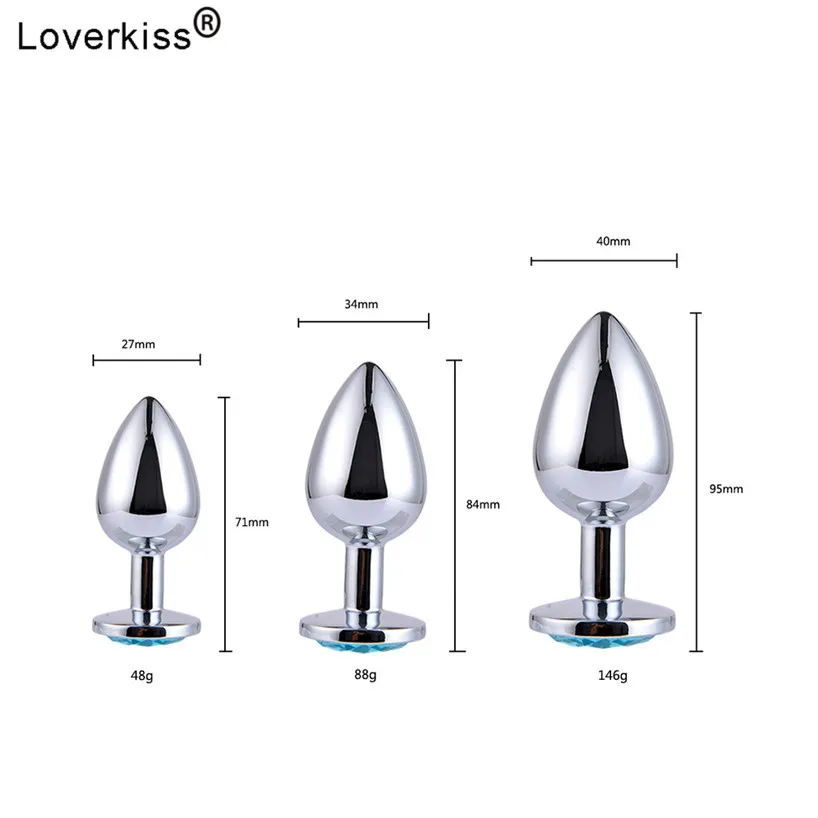 Loverkiss S/M/L 3pcs Alloy Butt Plug Jewel Anal Plug Set,Adult Games Anal Sex Trainer Bdsm Bondage Anal Sex Toys for Couples 3
