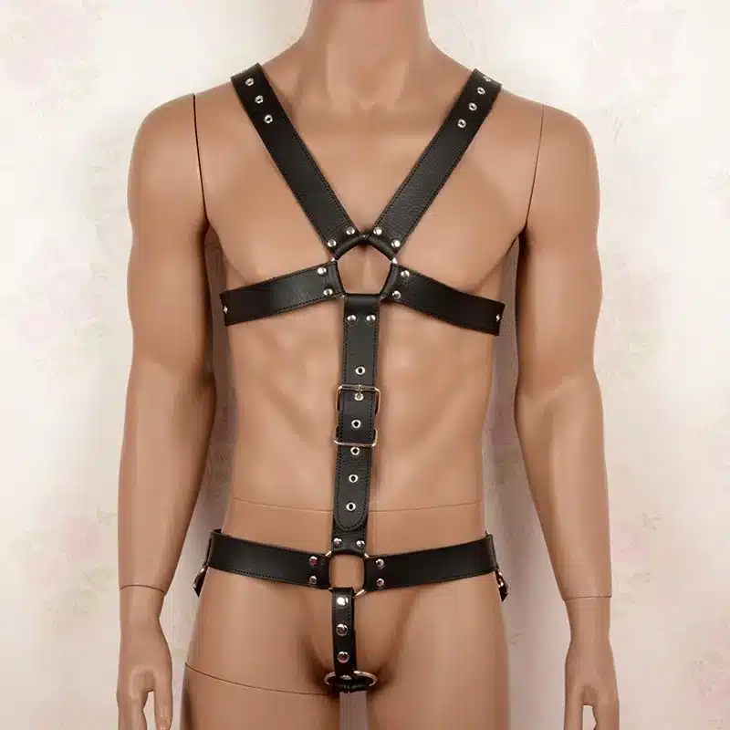 PU Leather BDSM Bondage Slave Harness Body Bondage Sex Toy for Man Accessories Set Adult Fetish Erotic Toys 9