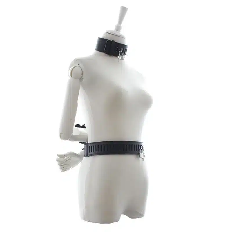 High quality leather bondage harness neck wrist restraints slave collar hand cuffs bdsm fetish handcuffs sex toys for adults 2
