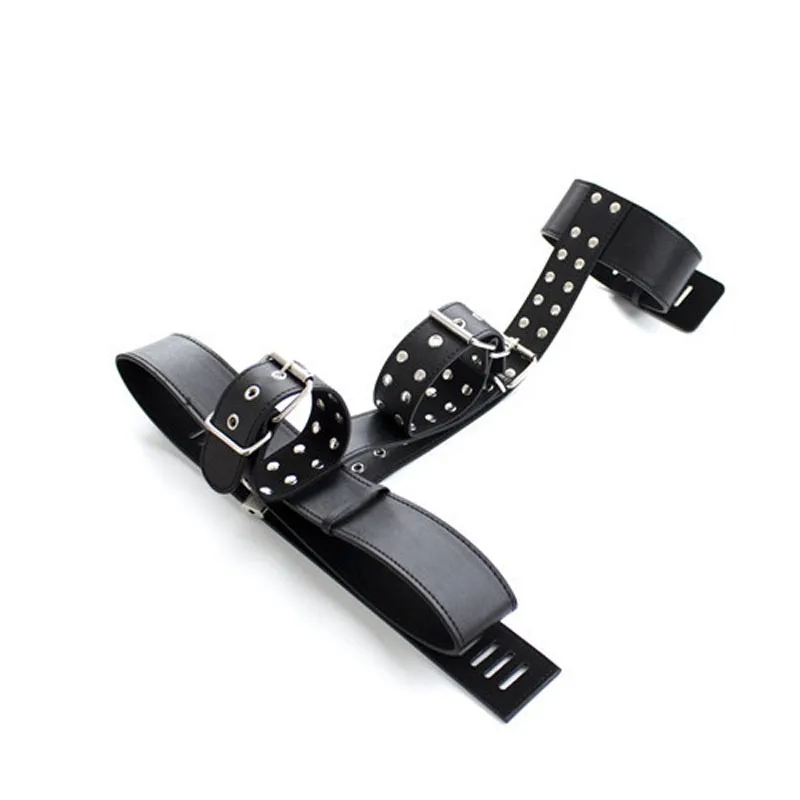 High quality leather bondage harness neck wrist restraints slave collar hand cuffs bdsm fetish handcuffs sex toys for adults 3