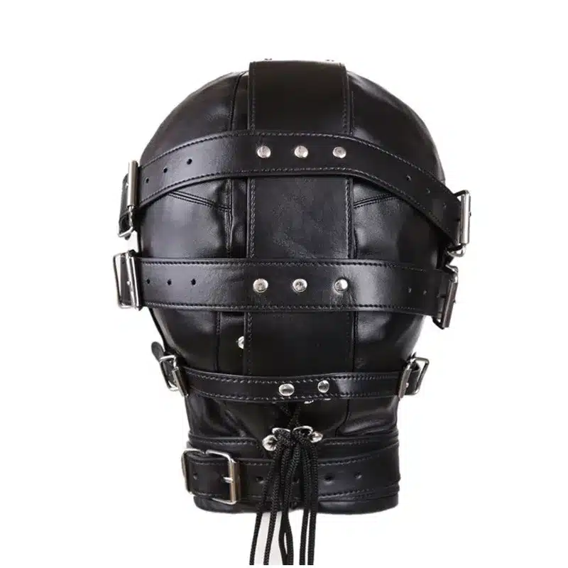 PU Leather BDSM Bondage Mask Full Head Harness Fetish with Blindfold and Zipper Locking Sex Slave Head Hood Sex Toys For Couples 11