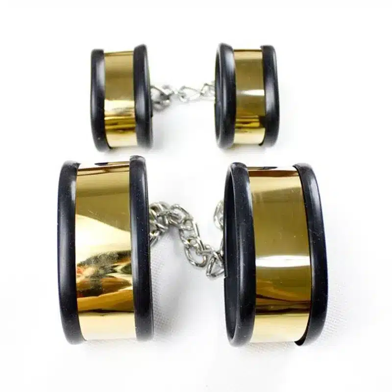 Silicone Liner Metal Handcuffs Ankle Cuffs Bondage Set Slave Bdsm Restraints Hand Cuffs Leg Irons Adult Games Sex Tools Kit 11
