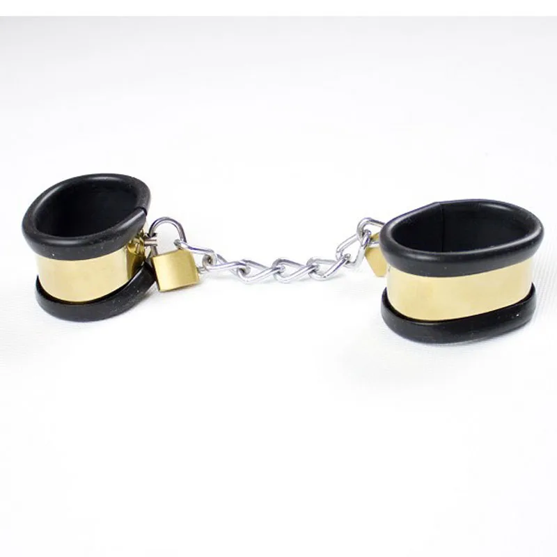 Silicone Liner Metal Handcuffs Ankle Cuffs Bondage Set Slave Bdsm Restraints Hand Cuffs Leg Irons Adult Games Sex Tools Kit 14