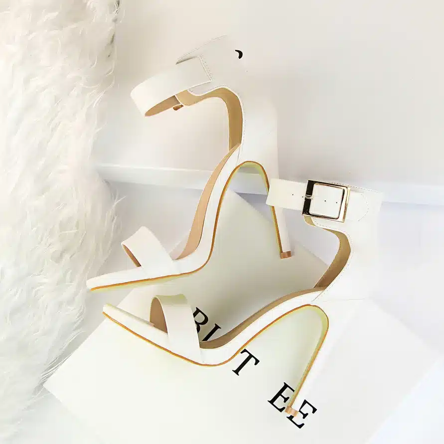 Women Newest Classic Satin 11cm High Heels Fetish Quality Silk Sandals Female Gladiator Summer Cheap Shoes Lady Green Sexy Pumps 19