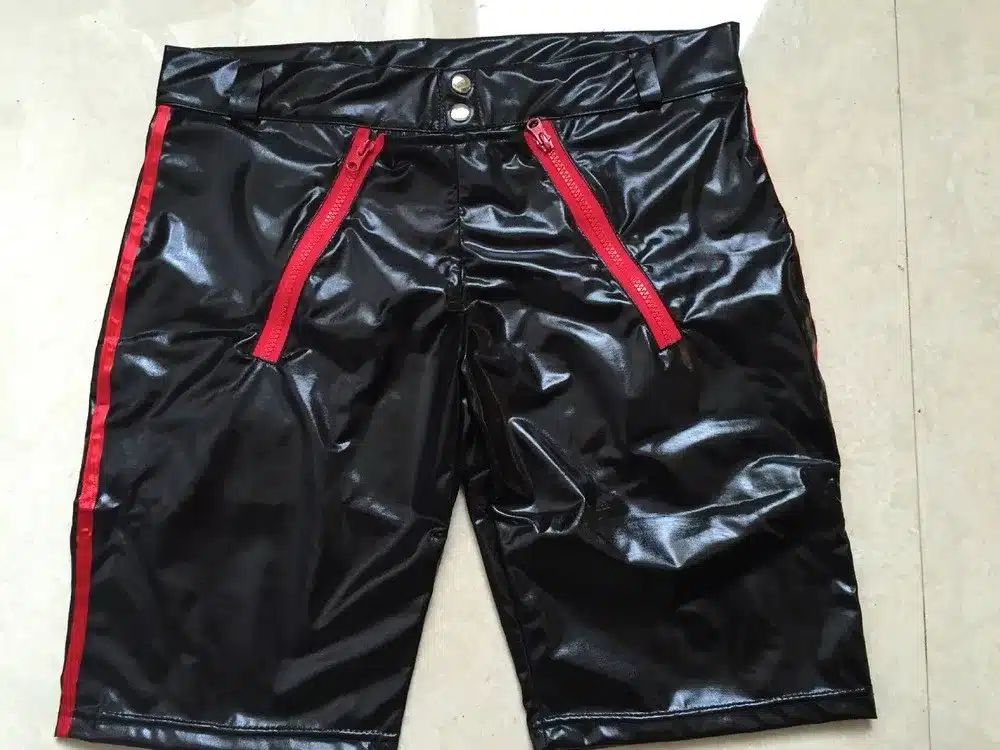 Sexy Men Wild PVC Faux Leather Panties Zipper Open Short Boxer Wetlook Clubwear Jockstrap Fetish Gay Wear Erotic lingerie FX1029 3