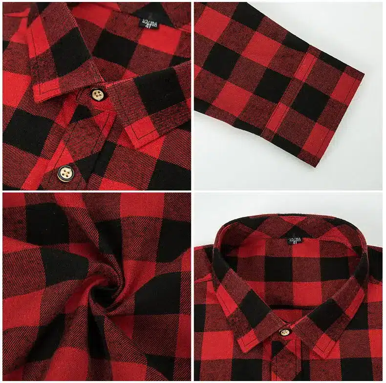 Men's Plaid Flannel Shirt Slim Fit Soft Spring Male Shirt Brand Men's Business Casual Long-sleeved Shirts Plus Size 5XL 6XL 15