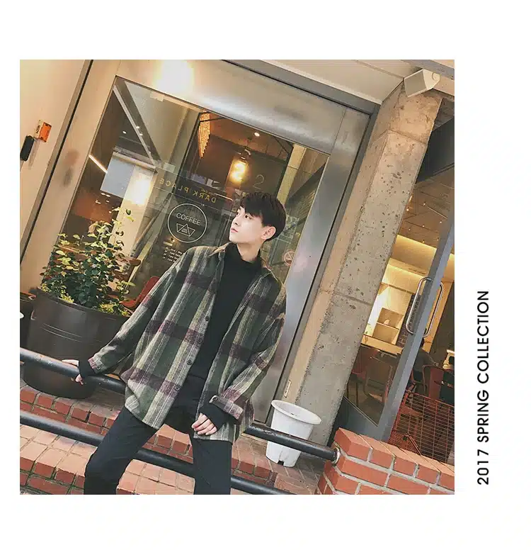 Oversized Flannel Vintage Shirt Men Plaid Long Sleeve Check Shirts For Men Loose Men Button Up Men Shirt Casual Streetwear Modis 19