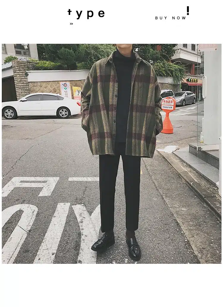 Oversized Flannel Vintage Shirt Men Plaid Long Sleeve Check Shirts For Men Loose Men Button Up Men Shirt Casual Streetwear Modis 20