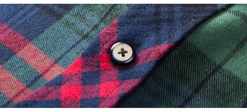 Men's Long Sleeve Plaid Checked Flannel Shirt with Pocket Slim-fit Comfortable Soft 100% Cotton Smart Casual Button-down Shirts 17