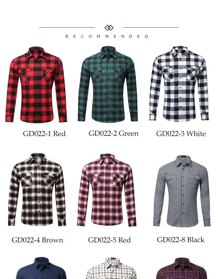 JZ CHIEF Men Flannel Shirt Long Sleeve Male Social Shirt 100% Cotton Casual Business Plaid Shirts Two Chest Pockets With Cover 5