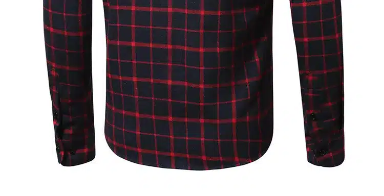 JZ CHIEF Men Flannel Shirt Long Sleeve Male Social Shirt 100% Cotton Casual Business Plaid Shirts Two Chest Pockets With Cover 17