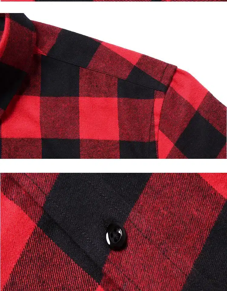 JZ CHIEF Men Flannel Shirt Long Sleeve Male Social Shirt 100% Cotton Casual Business Plaid Shirts Two Chest Pockets With Cover 22