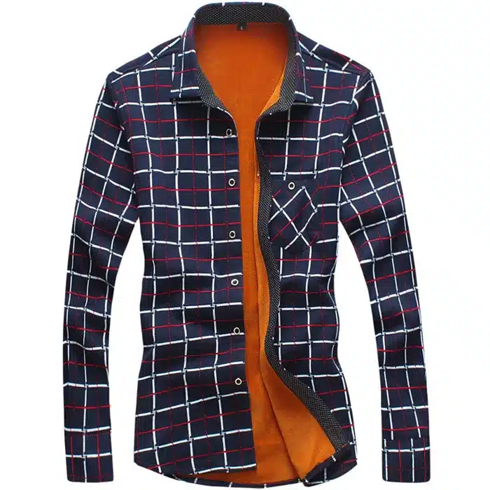 Loldeal Flannel Shirt Men Winter Shirts Men christmas Shirt Men's Plaid Warm Camisas Long Sleeve Winter Slim Dress Shirt 12