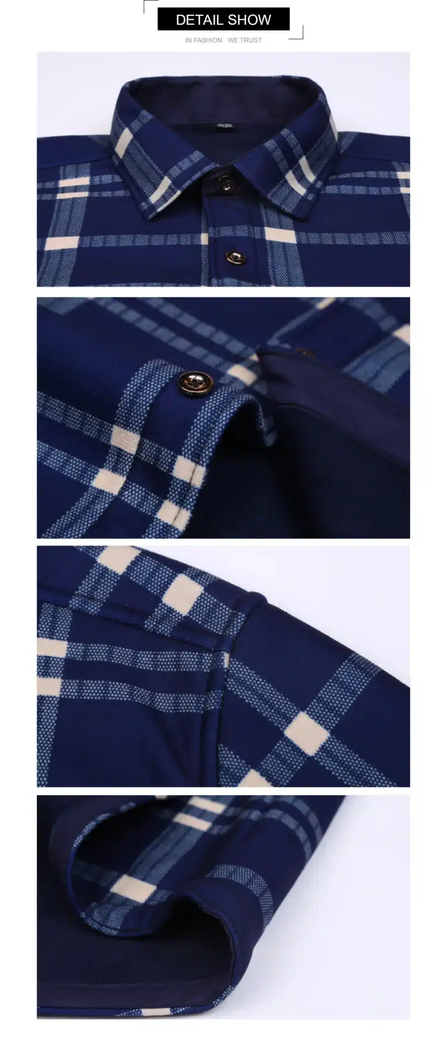NIGRITY 2018 Autumn Winter Men's Long Sleeve Plaid warm Thick Fleece lining Shirt fashion soft Casual flannel plus size L-4XL 55