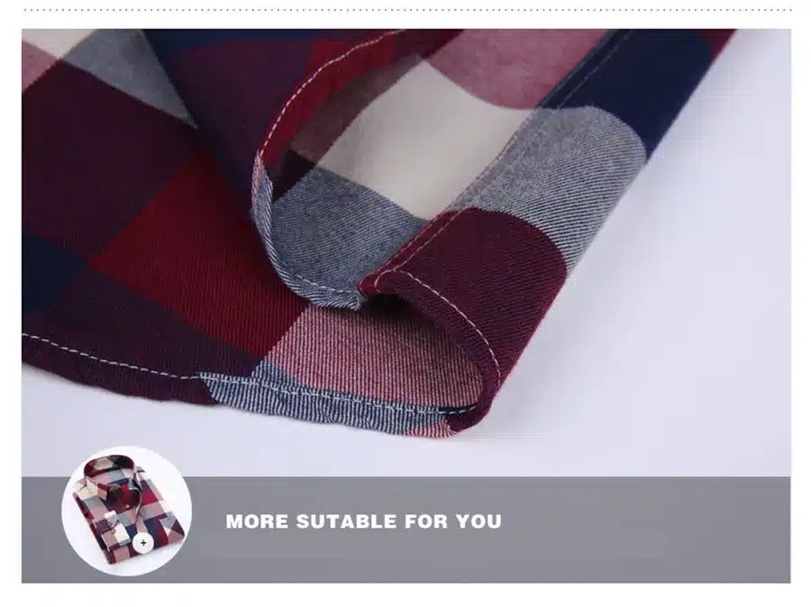 Red Black Plaid Shirt Men Social Slim Fit Casual Mens Long Sleeve Shirt Brushed Tartan Clothing Flannel Shirts Male Camisa 24