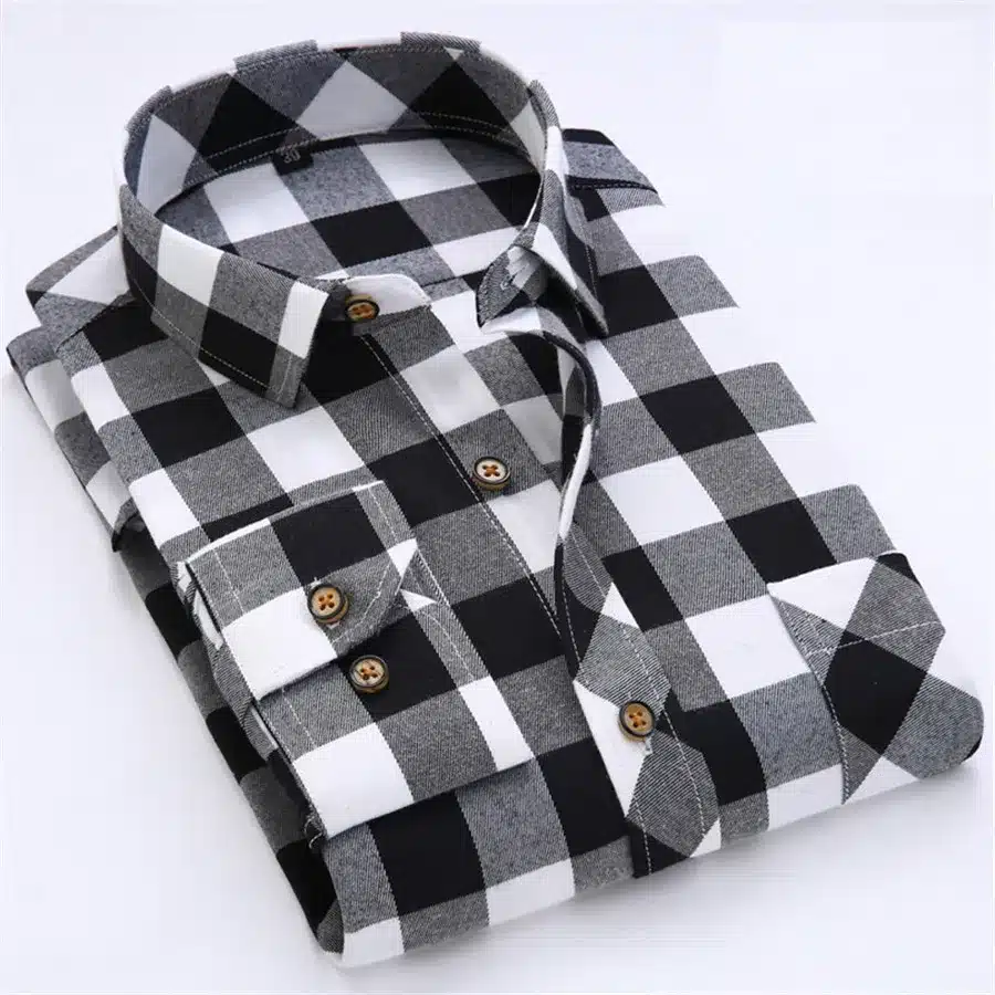Red Black Plaid Shirt Men Social Slim Fit Casual Mens Long Sleeve Shirt Brushed Tartan Clothing Flannel Shirts Male Camisa 25
