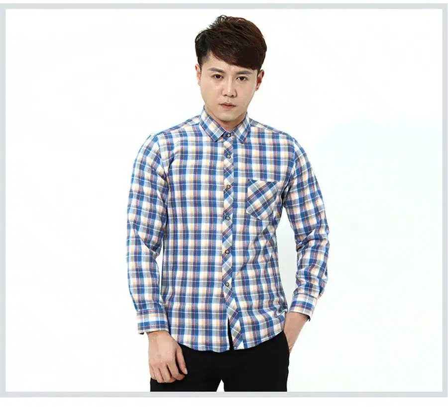 Red Black Plaid Shirt Men Social Slim Fit Casual Mens Long Sleeve Shirt Brushed Tartan Clothing Flannel Shirts Male Camisa 28