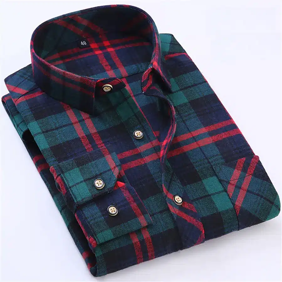 Red Black Plaid Shirt Men Social Slim Fit Casual Mens Long Sleeve Shirt Brushed Tartan Clothing Flannel Shirts Male Camisa 29