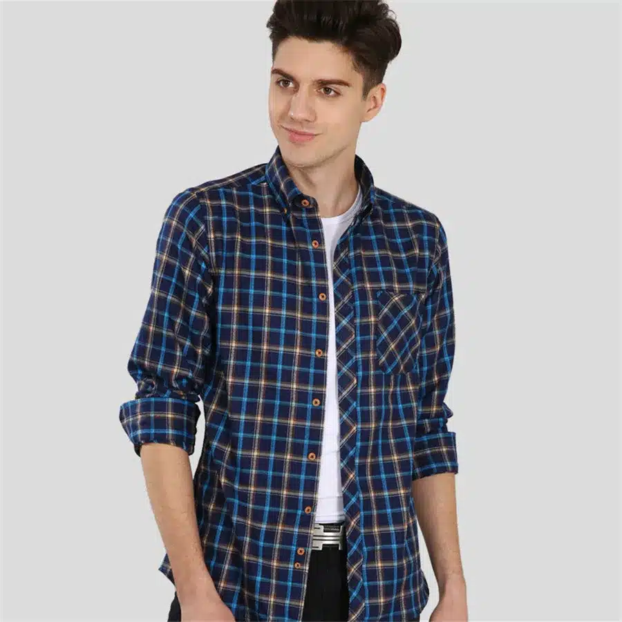 Red Black Plaid Shirt Men Social Slim Fit Casual Mens Long Sleeve Shirt Brushed Tartan Clothing Flannel Shirts Male Camisa 38