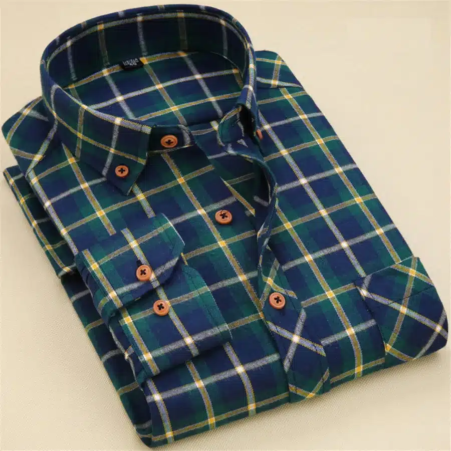 Red Black Plaid Shirt Men Social Slim Fit Casual Mens Long Sleeve Shirt Brushed Tartan Clothing Flannel Shirts Male Camisa 41