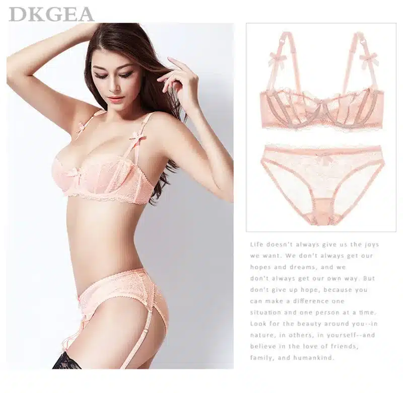 Ultrathin lingerie set plus size bras A B C Cup sexy lace bra set transparent women underwear black embroidery Bow 8