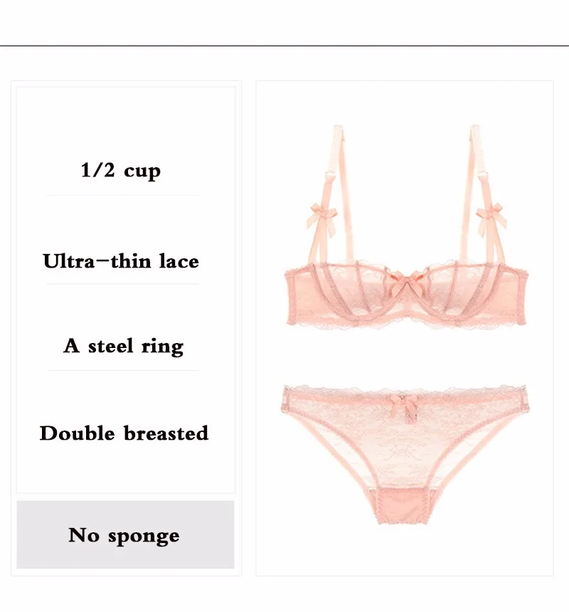 Ultrathin lingerie set plus size bras A B C Cup sexy lace bra set transparent women underwear black embroidery Bow 11