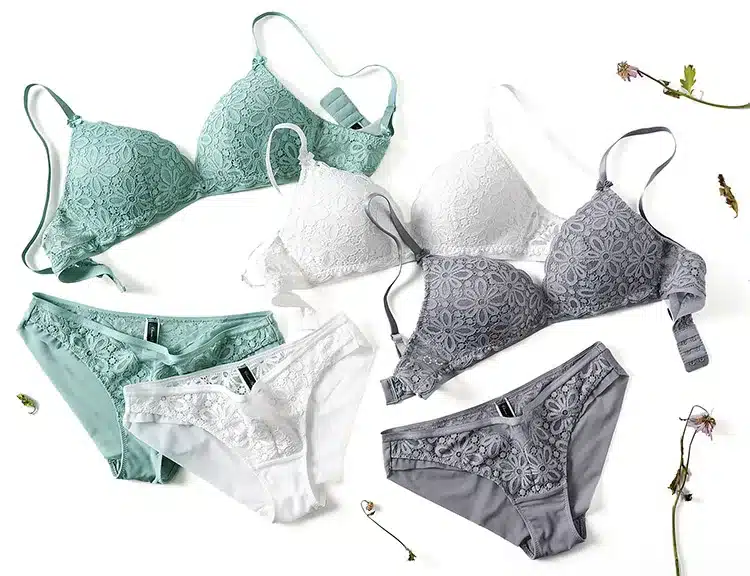 CINOON Sexy Lace Triangle cup Bra Sets For Women Wireless Thin Cotton Breathable Comfortable Underwear Solid color Lingerie Set 4
