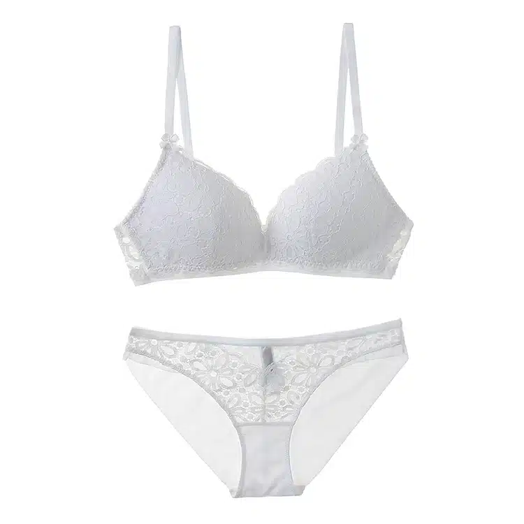 CINOON Sexy Lace Triangle cup Bra Sets For Women Wireless Thin Cotton Breathable Comfortable Underwear Solid color Lingerie Set 5
