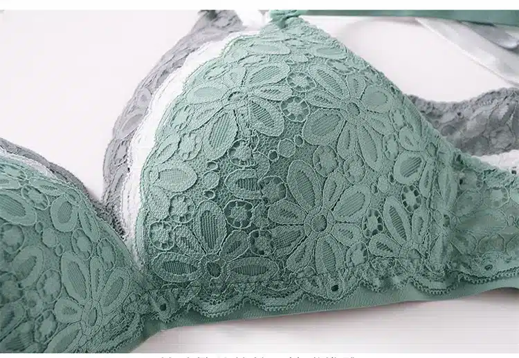 CINOON Sexy Lace Triangle cup Bra Sets For Women Wireless Thin Cotton Breathable Comfortable Underwear Solid color Lingerie Set 8