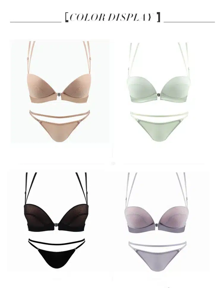New Sexy Push Up Front Closure Lingerie Set Gathering Seamless underwear 3/4 cup brassiere Women Bralette bra and panties set 14